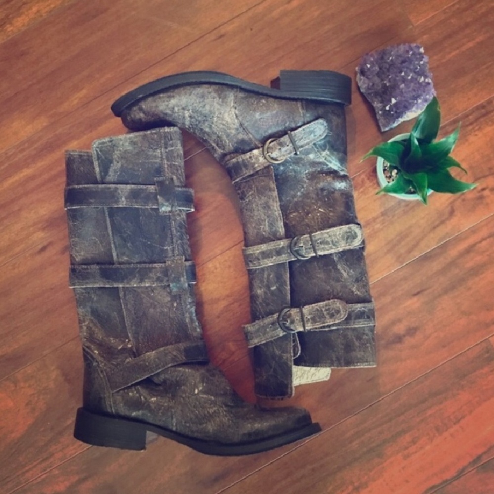 Steve Madden Buckle Combat boots.